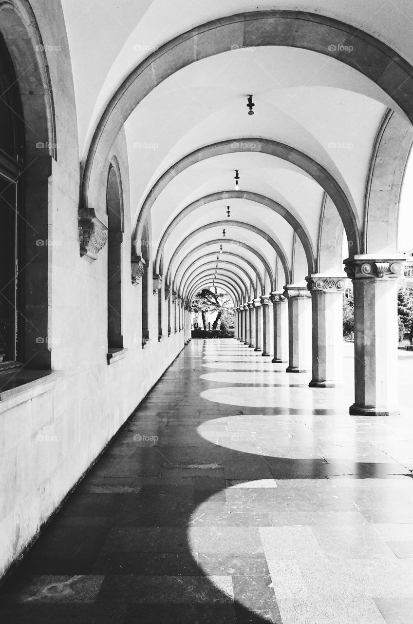 Beautiful house view with columns and arches