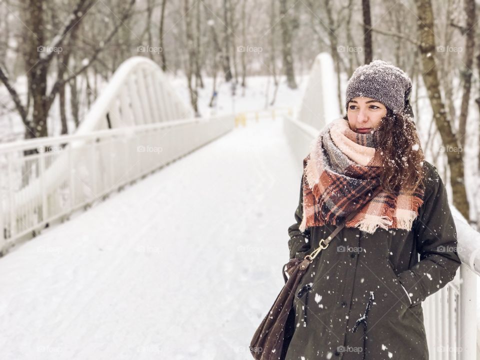 Young woman in winter