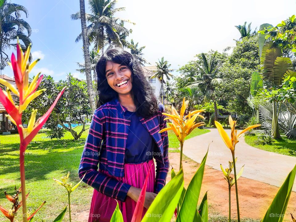 Girl feeling happy and smiles