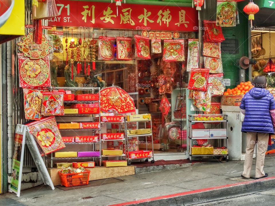 Chinese Market Displaying New Year Decorations