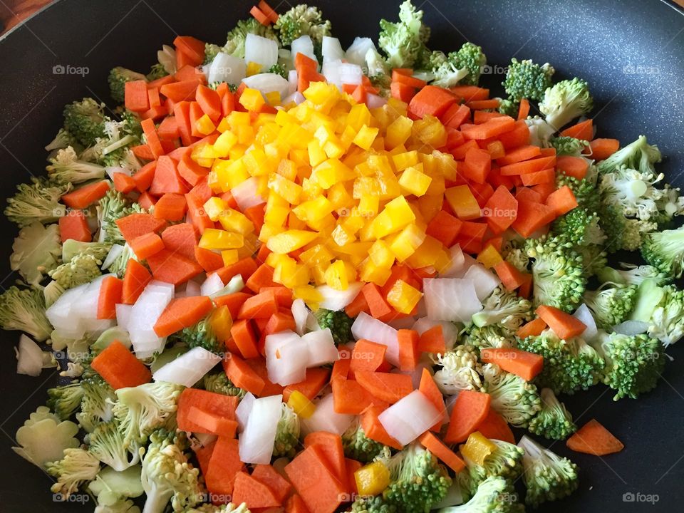 Chopping veggies for a big batch of homemade soup. So colorful. 