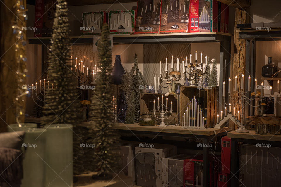 Christmas decorations in a store in Sweden.