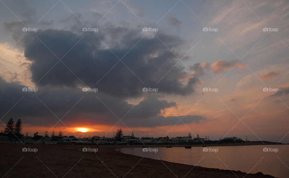 Sunset over the lagoon in Oualidia . Series of sunsets in Oualidia