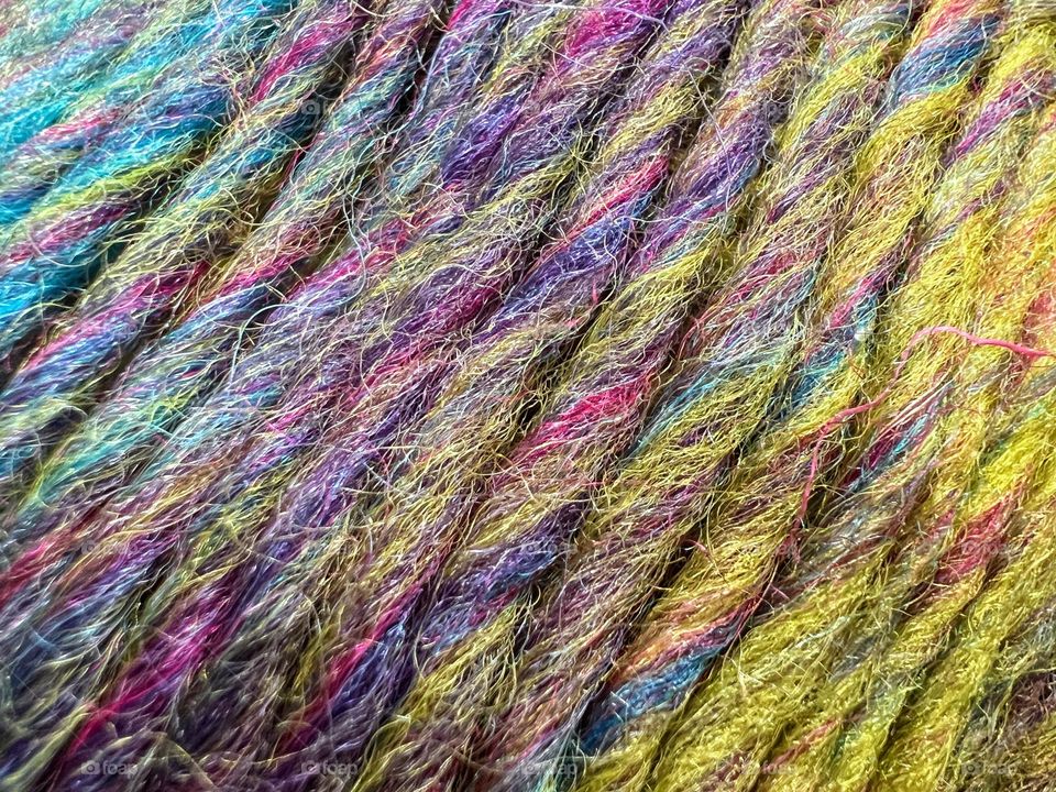 Close up of colorful ball of thread clew 