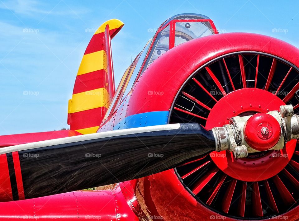 Vintage Racing Airplane. Engine Cowling Detail Of Vintage Racing Aircraft
