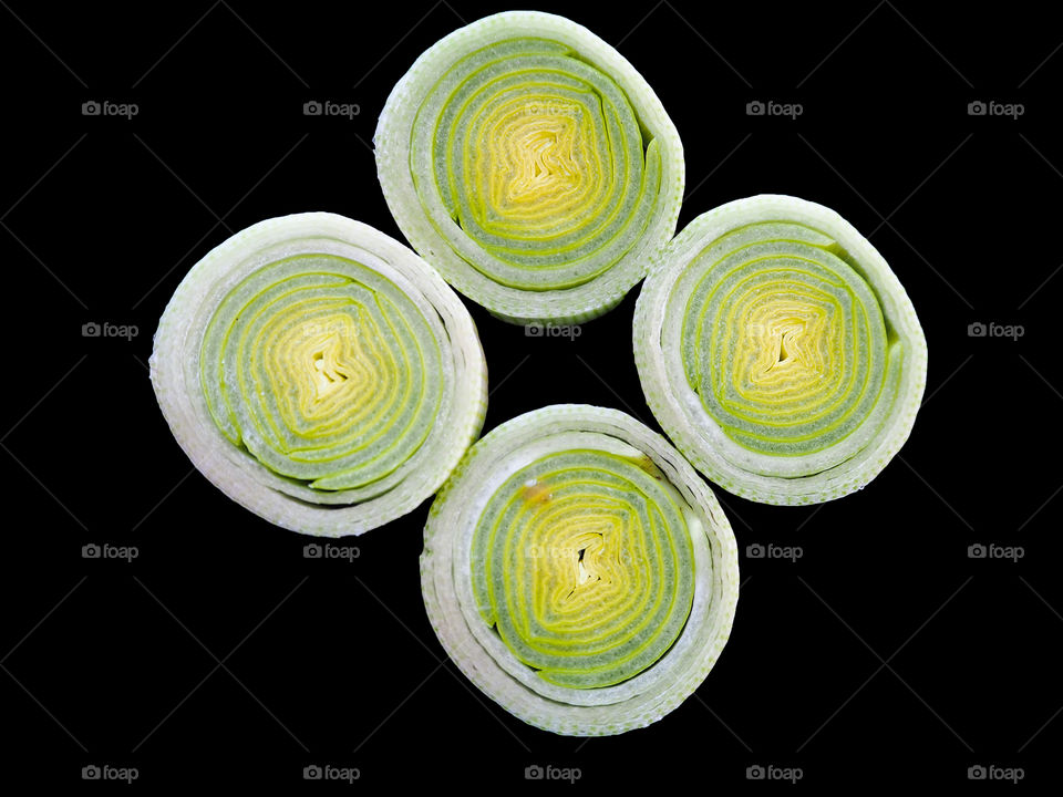 Sliced leeks. 