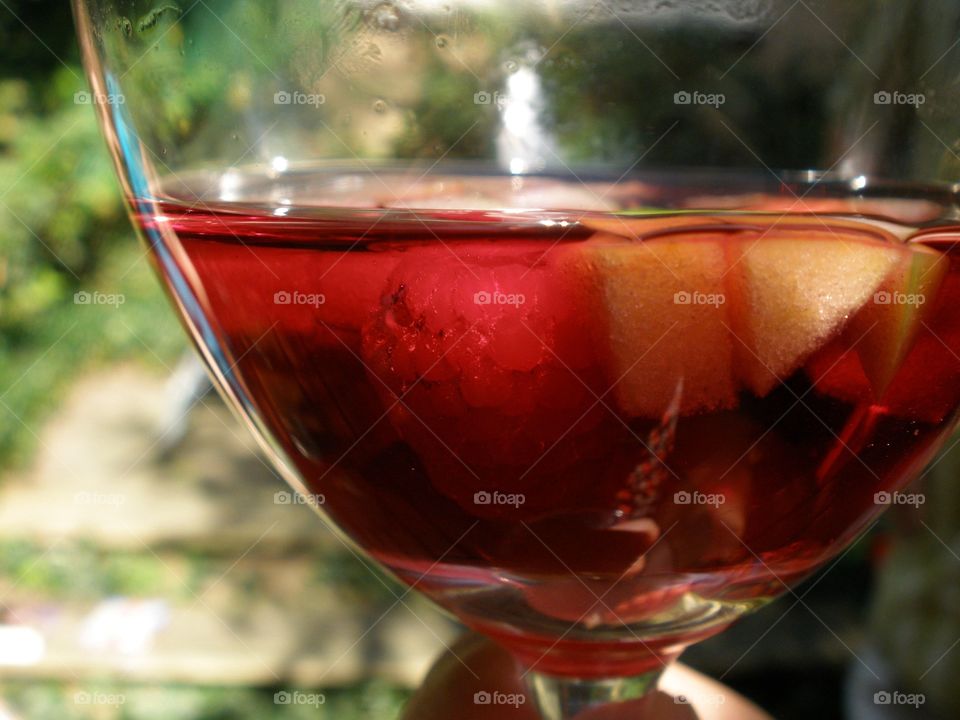 A delicious looking and tasting fruit cocktail. An excellent beverage on a hot summer day