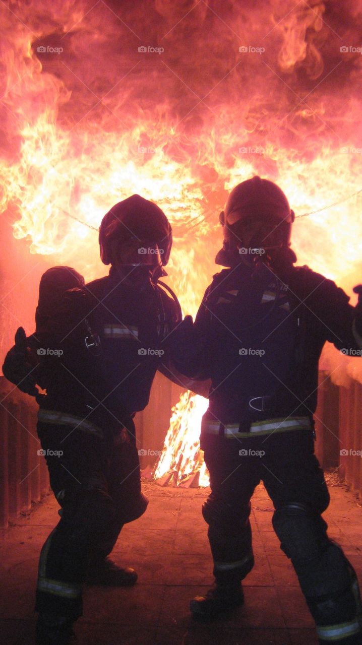 Hot stuff
Firefighters.