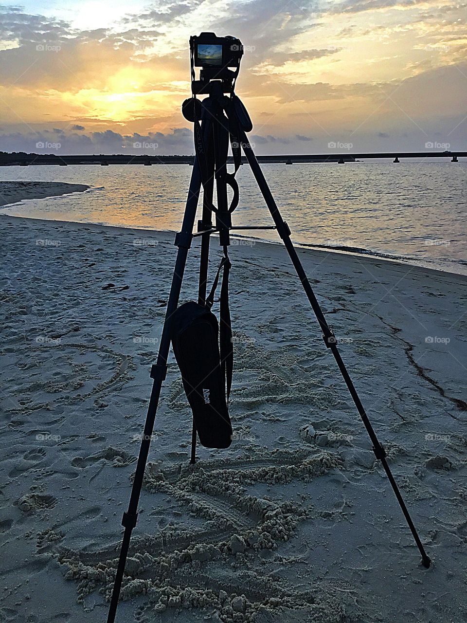 All set up to capture the first light of the day - 
Sunrise over the ocean - One thing I love most about sunrise, is how it resembles hope and the promise of adventure.