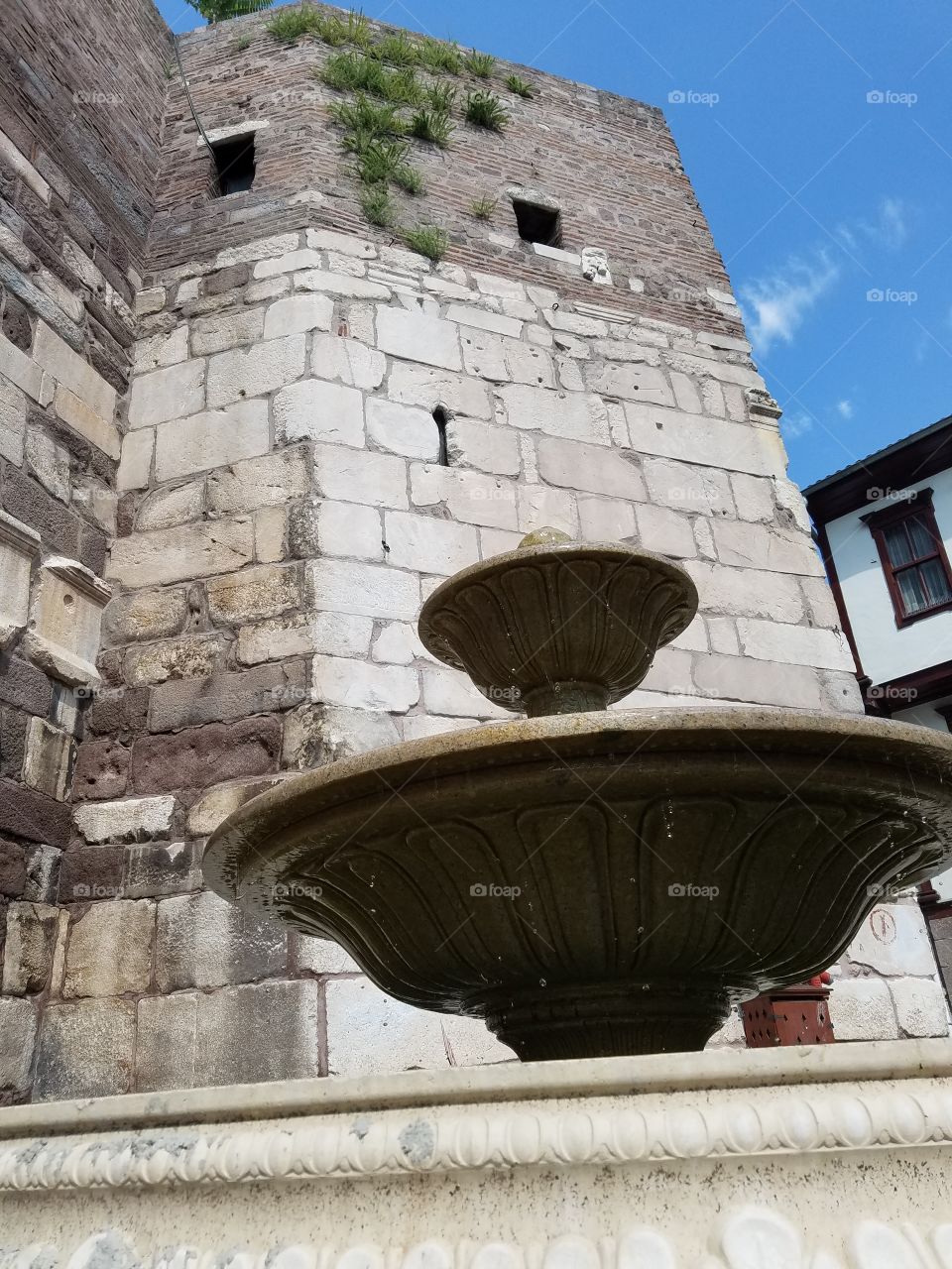 a water fountain inside of the ankara castle in Turkey