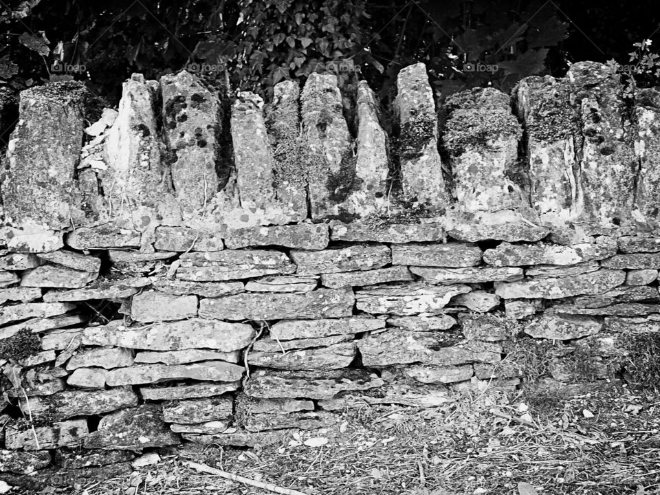 Dry stone wall separating farms in rural England