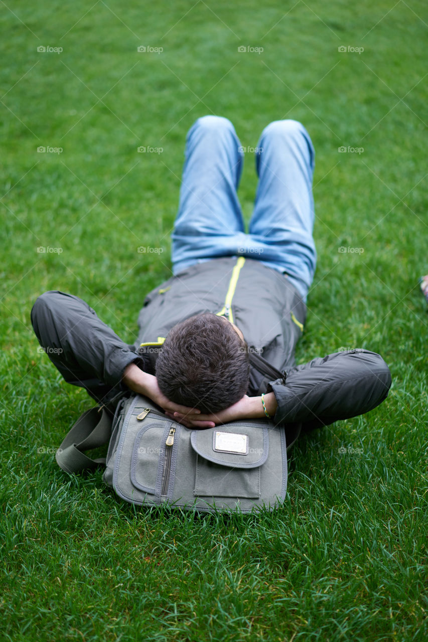 Lying in the park