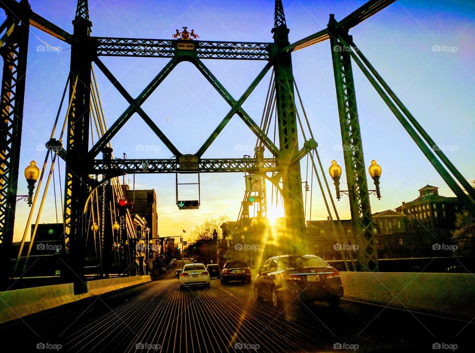 PA bridge sunset