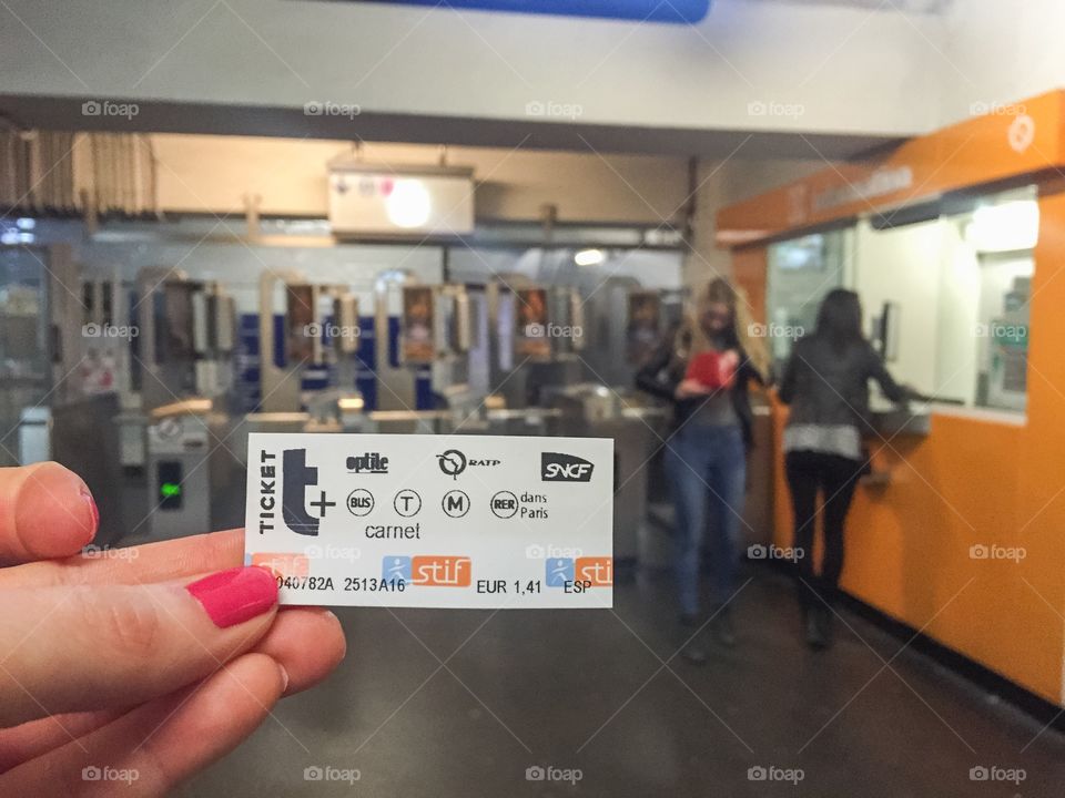 Ticket for The Metro in Paris France.