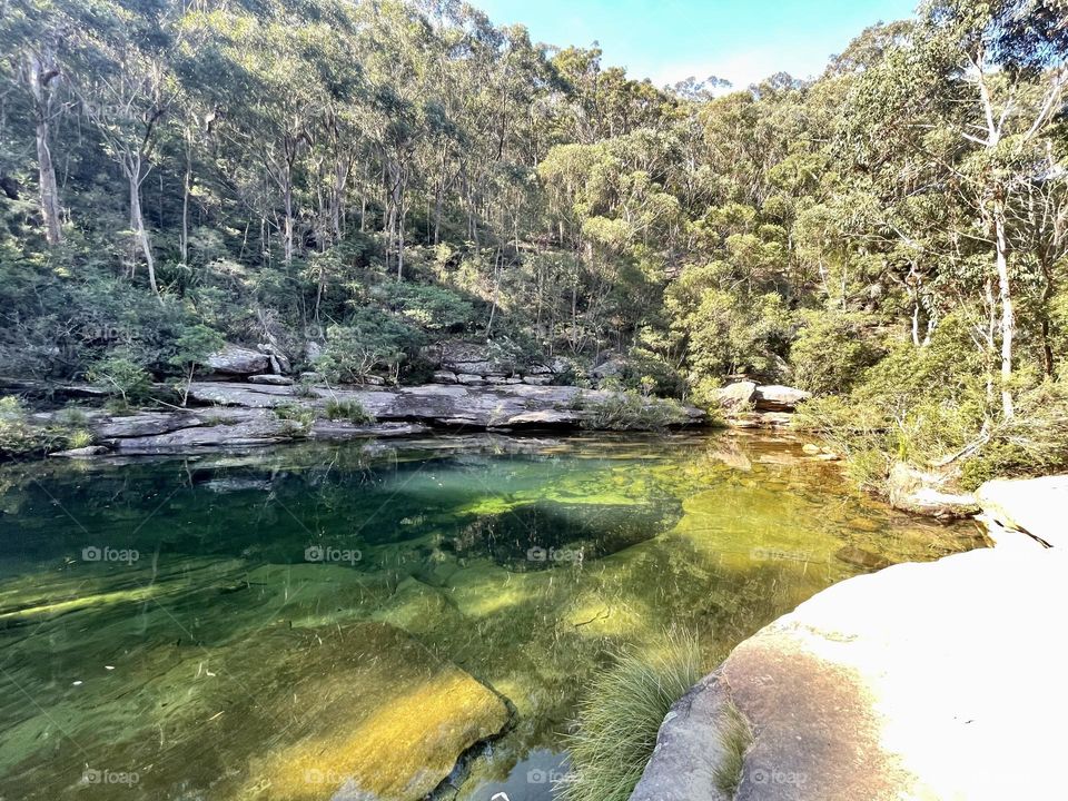 Still body of water in the mountains 