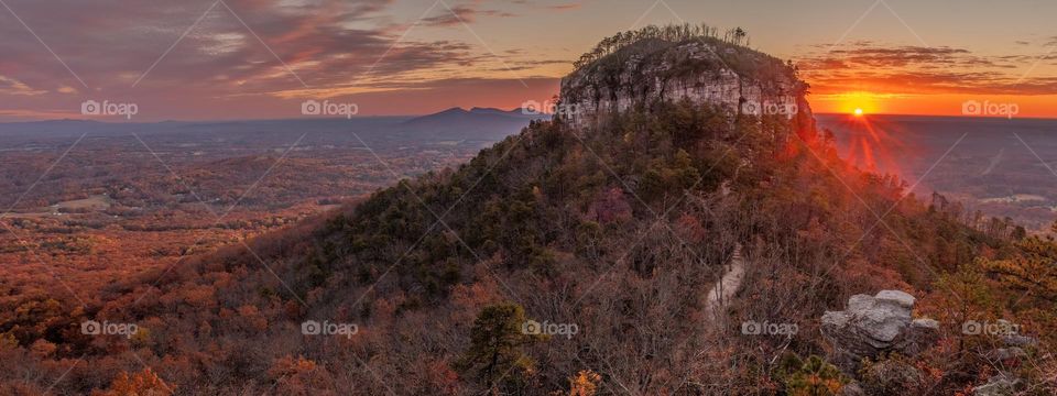 A fine sunrise at Pilot Mountain. North Carolina. 