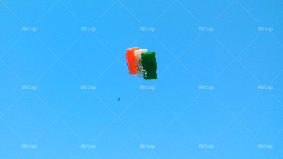 Indian army paratroopers create Indian national flag in the sky.