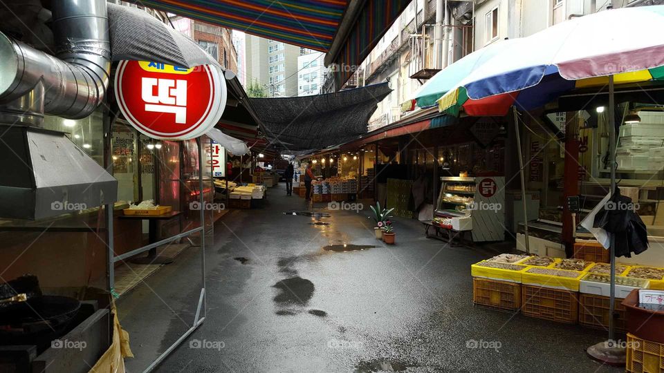 empty market Street in South Korea