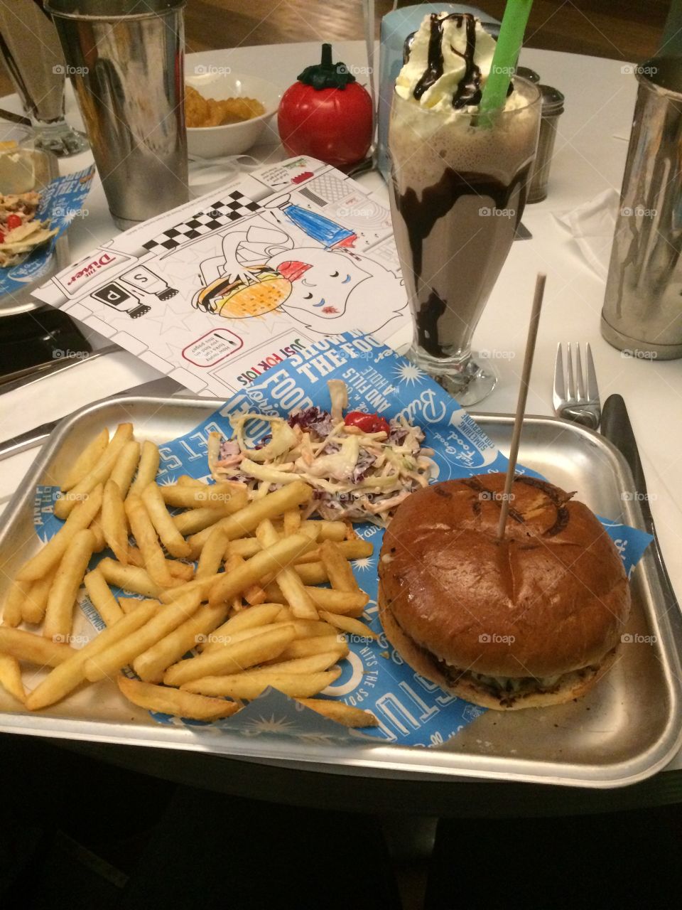 Food burger chips American diner 