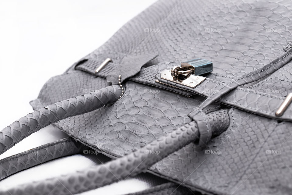 Fashion luxury snakeskin python handbag.