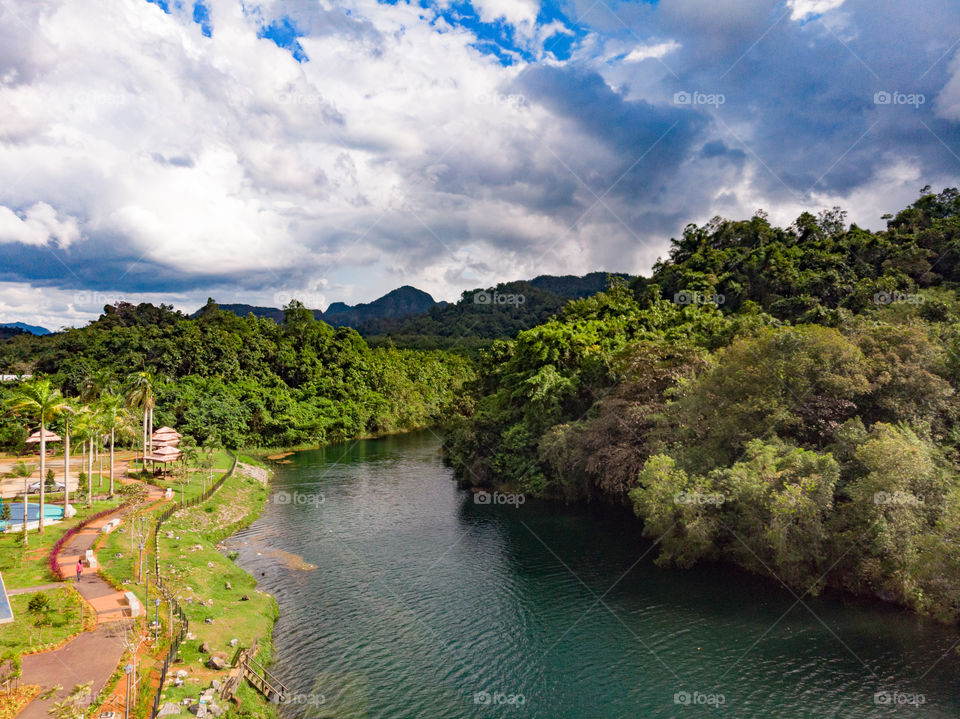 River connecting to the mountains