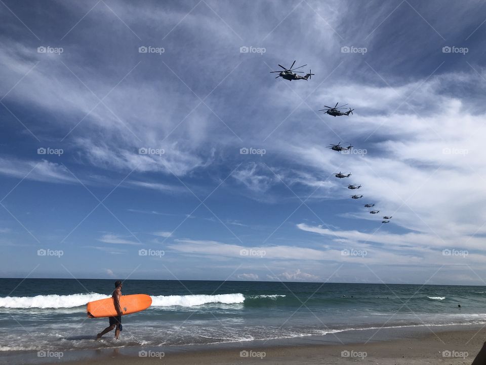 Military training over Kure beach