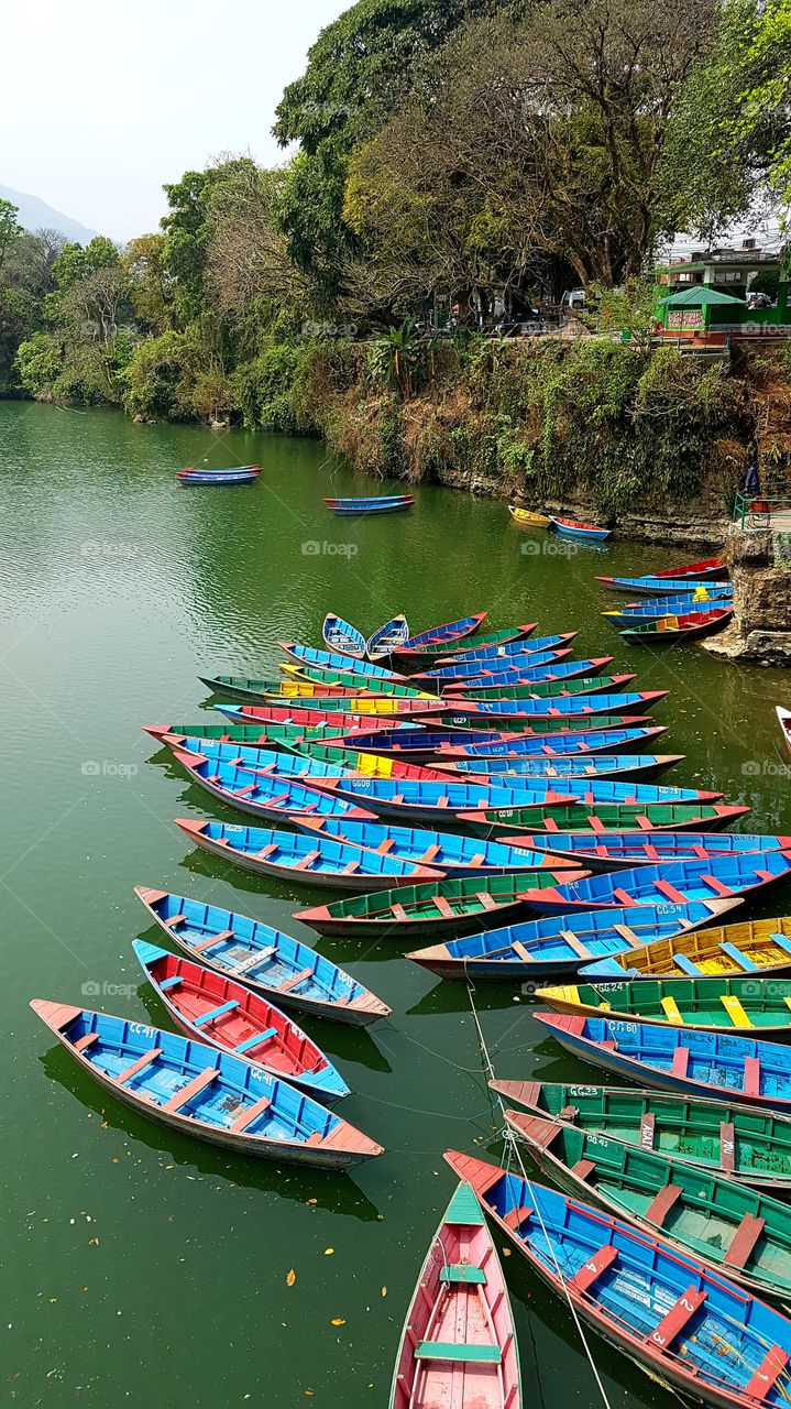 boats in feva lake nepal