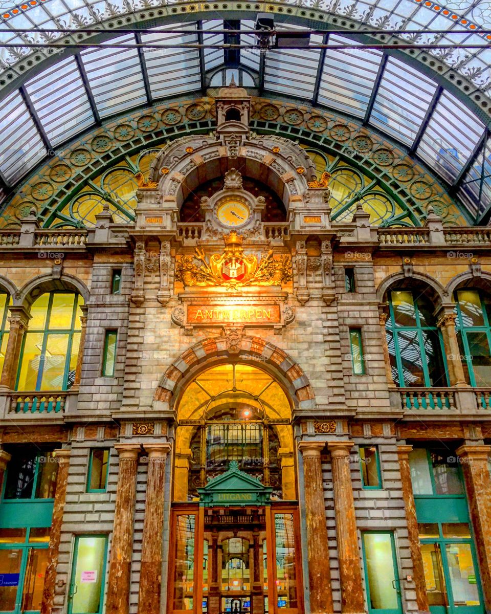 Inside antwerp central railway station