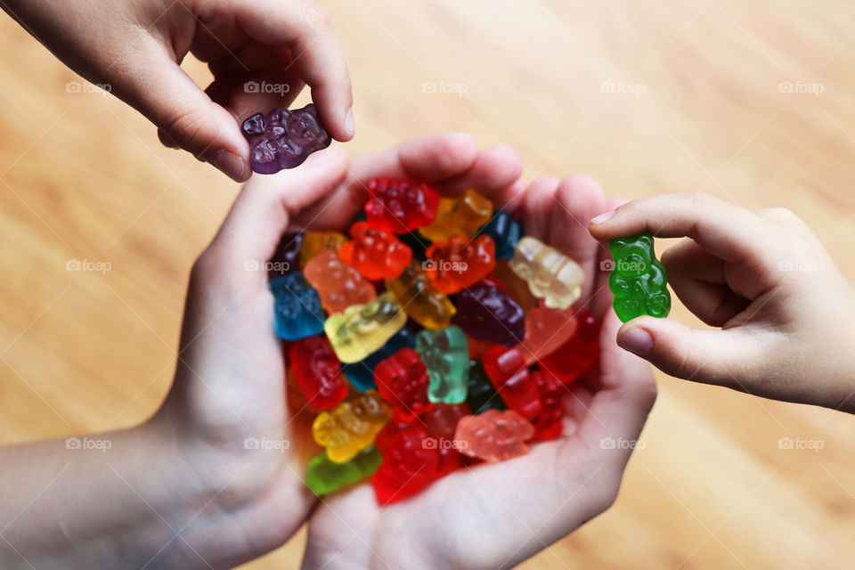 A handful of gummy bears