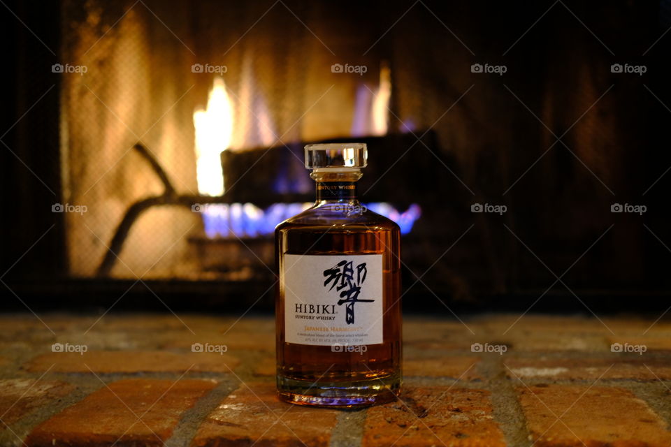 Japanese whiskey paired with winter and my cozy fireplace. 