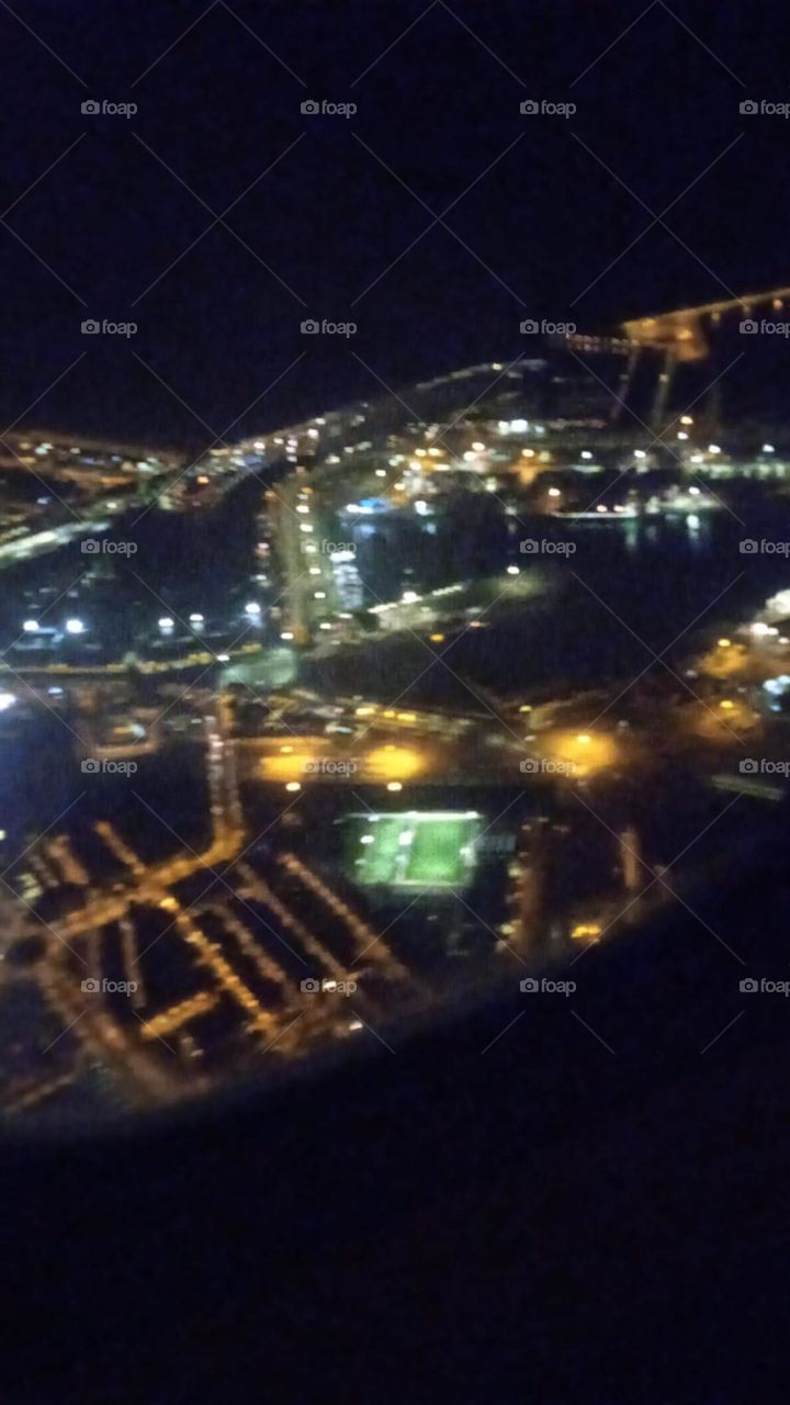 the city look like when flying at night
