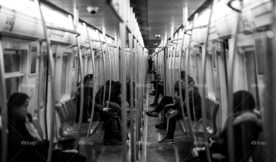 Asia china Beijing subway empty black and white transport system