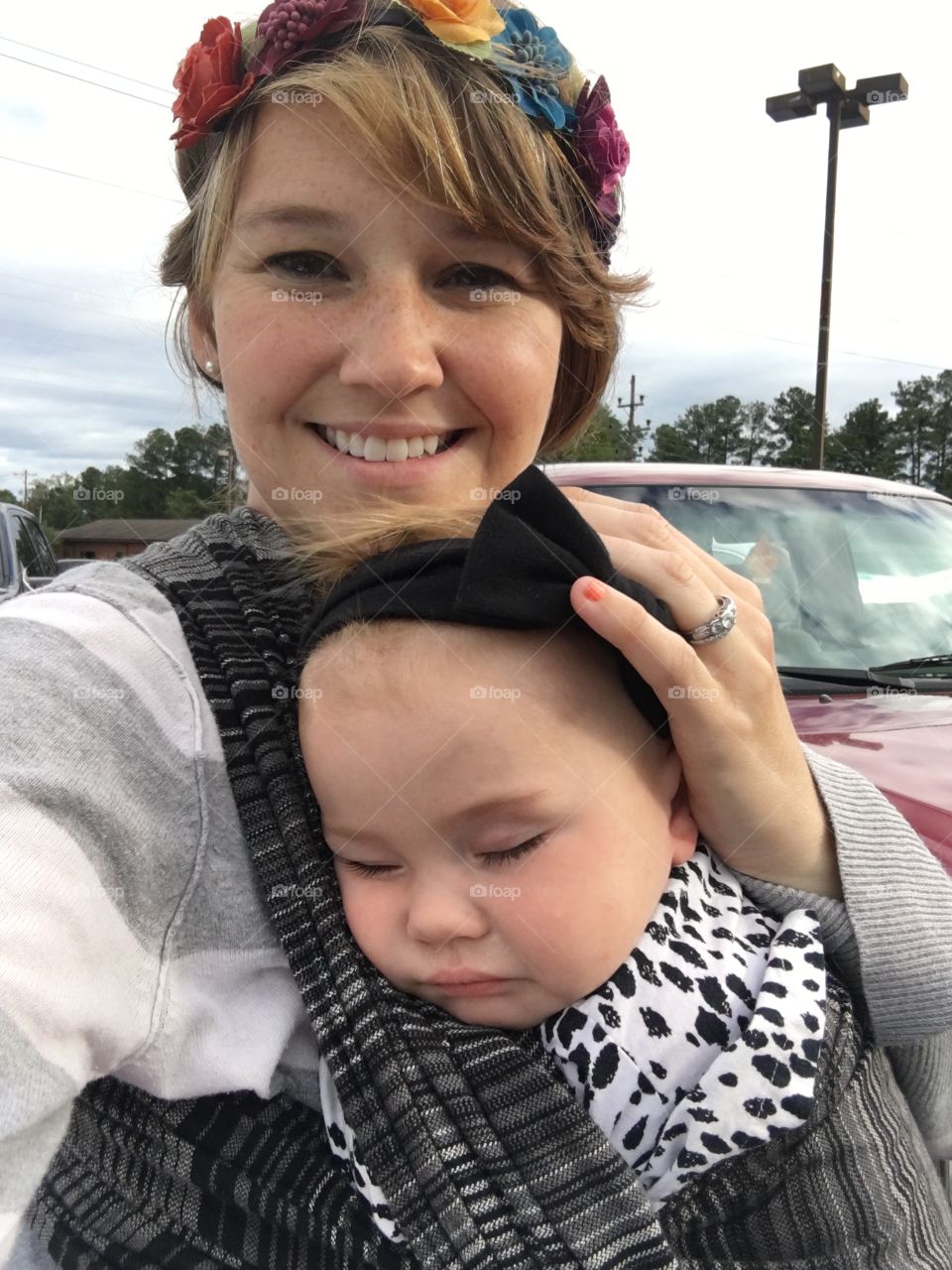 Baby wearing and smiles 