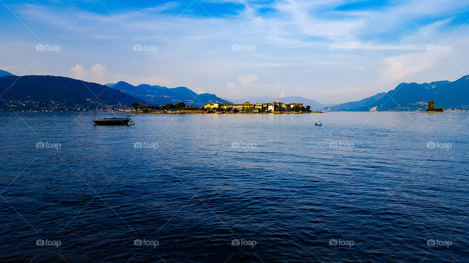 Island in Come lake in Italy