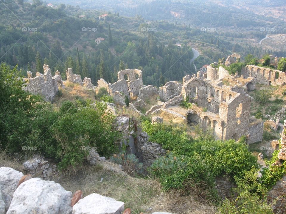 Scenic sight of Palace in Mistras in Greece