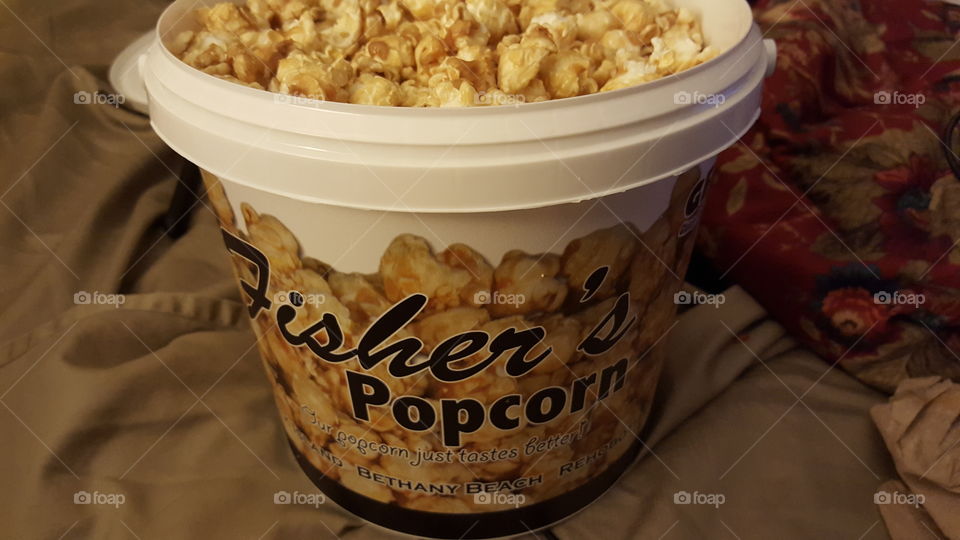 Fisher's caramel popcorn. Nothing says I love you more than a bucket of Fisher's popcorn!