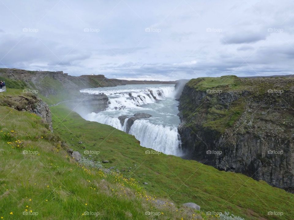 High angle view of waterfall