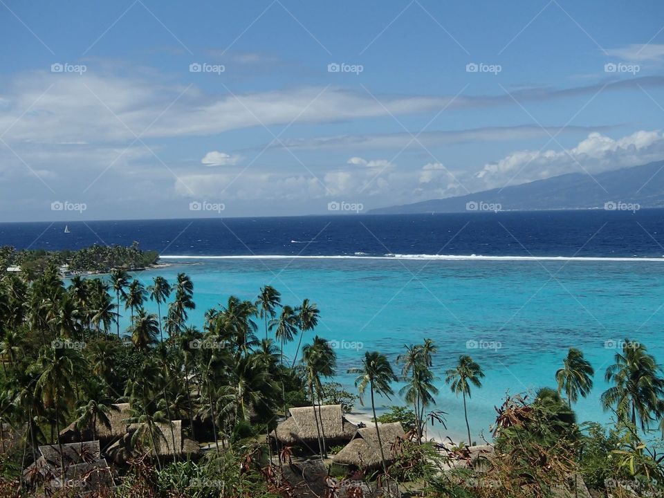 Tahiti island view from Moorea 