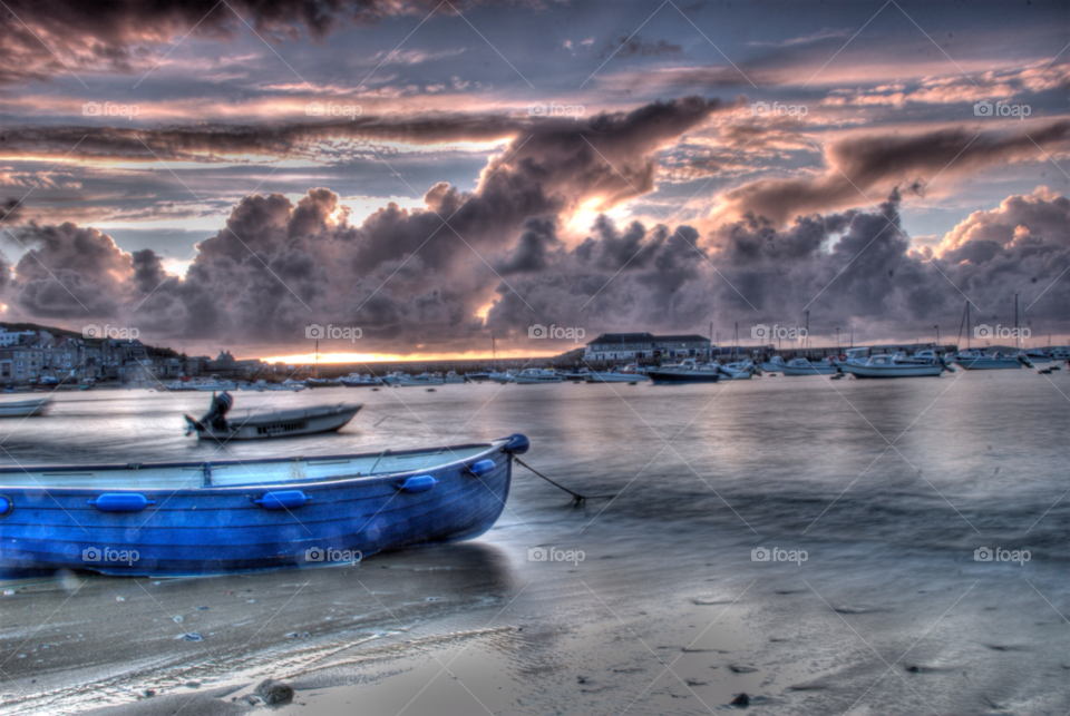 sunset boats hdr harbour by markhowden