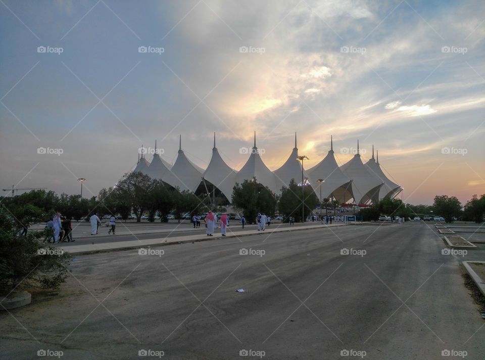 King Fahd International Stadium, Riyadh, at sunset