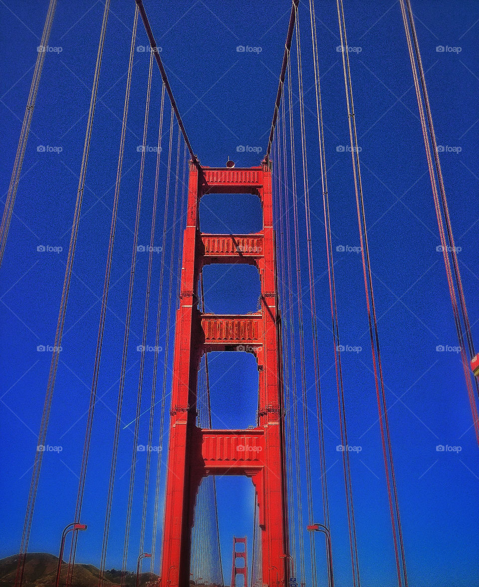 On the road crossing the Golden Gate Bridge on the San Francisco Bay