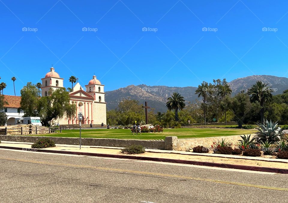 The Santa Barbara Mission on a clear blue Santa Barbara day. With the Santa Ynez mountains in the background. Right across the street is a very well maintained rose garden if you’re ever in the area. 