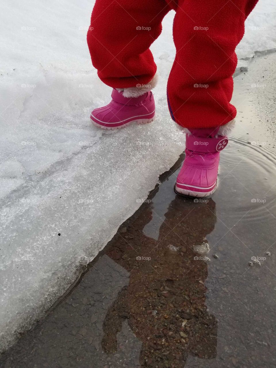 stepping into spring,  spring runoff, melt that snow, melting snow, fun playing in puddles, puddle jumper, puddles are fun, exploring springtime