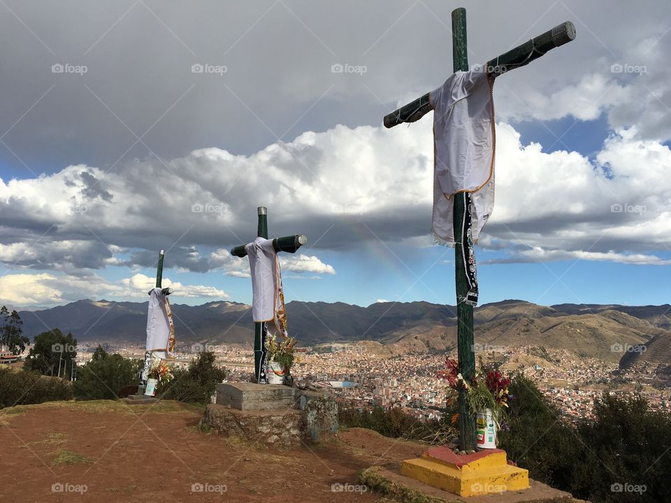 Rainbow Crosses at Cusco, Peru