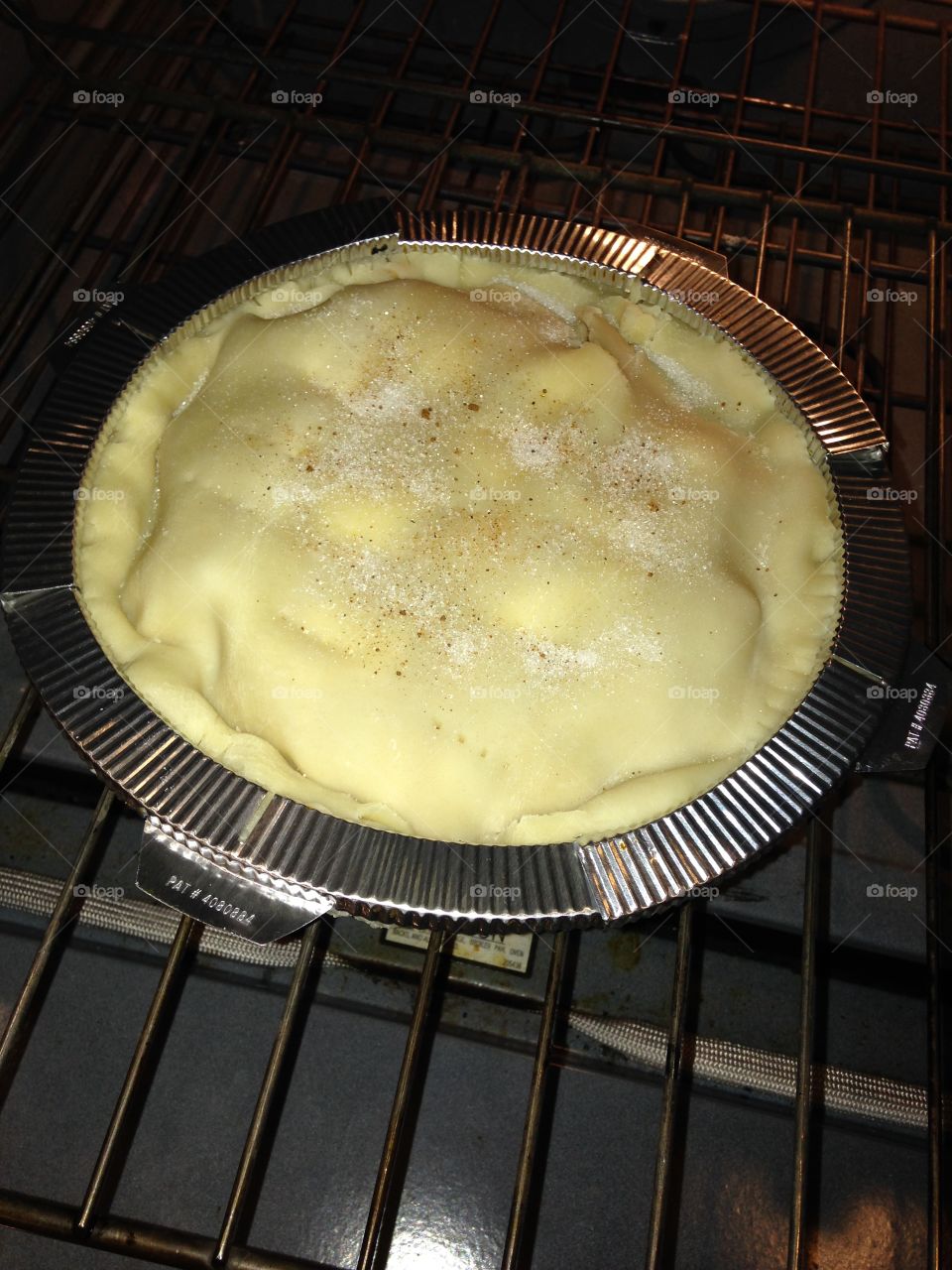 Apple pie ready to go into oven.