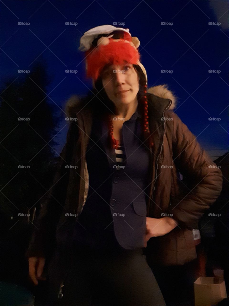 Outside woman with cap on