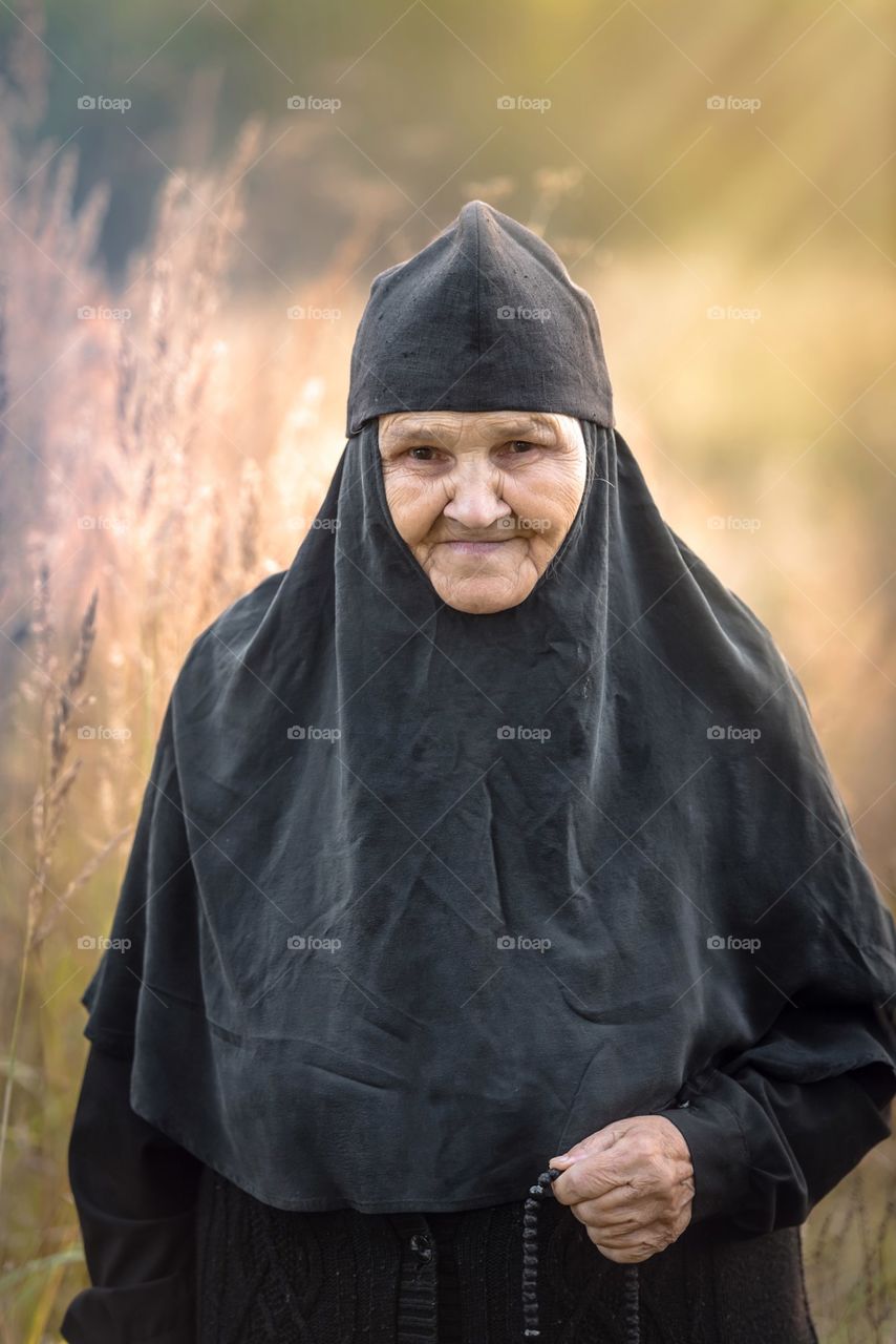 Portrait of an elderly nun.