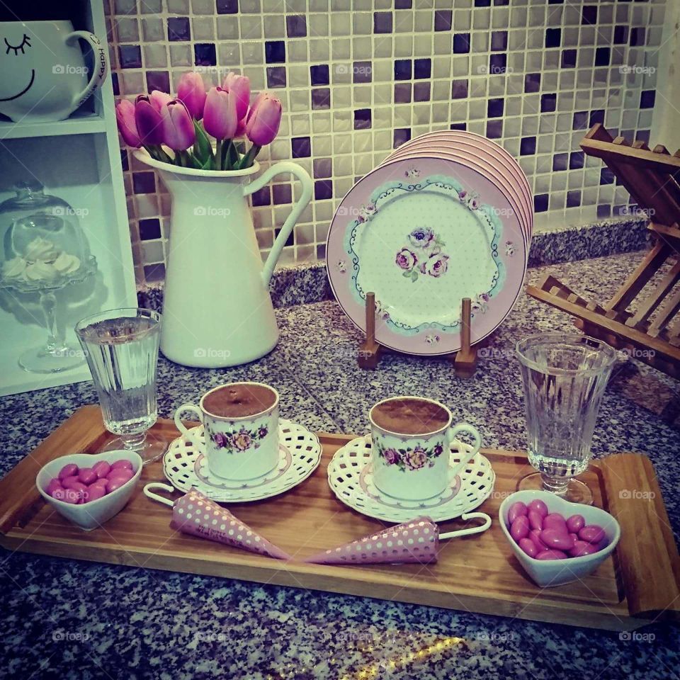 pink decoration & coffee