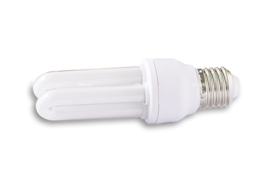 LED bulbs chopsticks on a white background with clipping path.