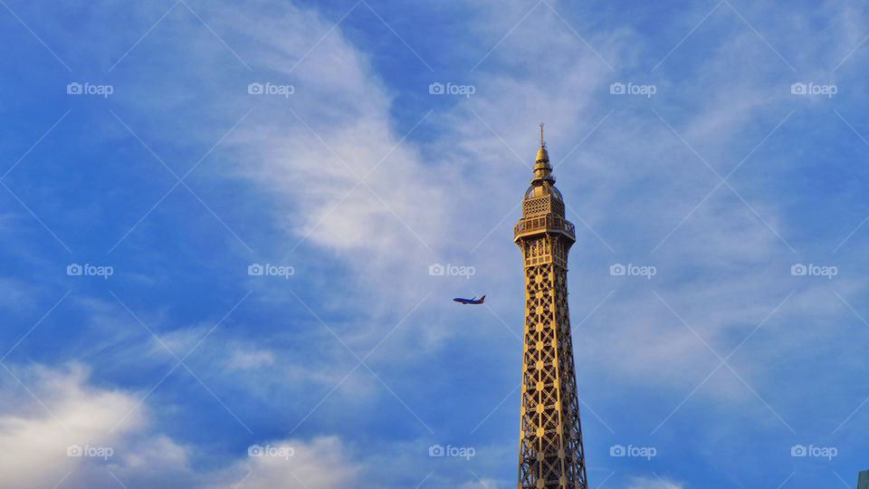 Paris Eiffel Tower and Jet Plane